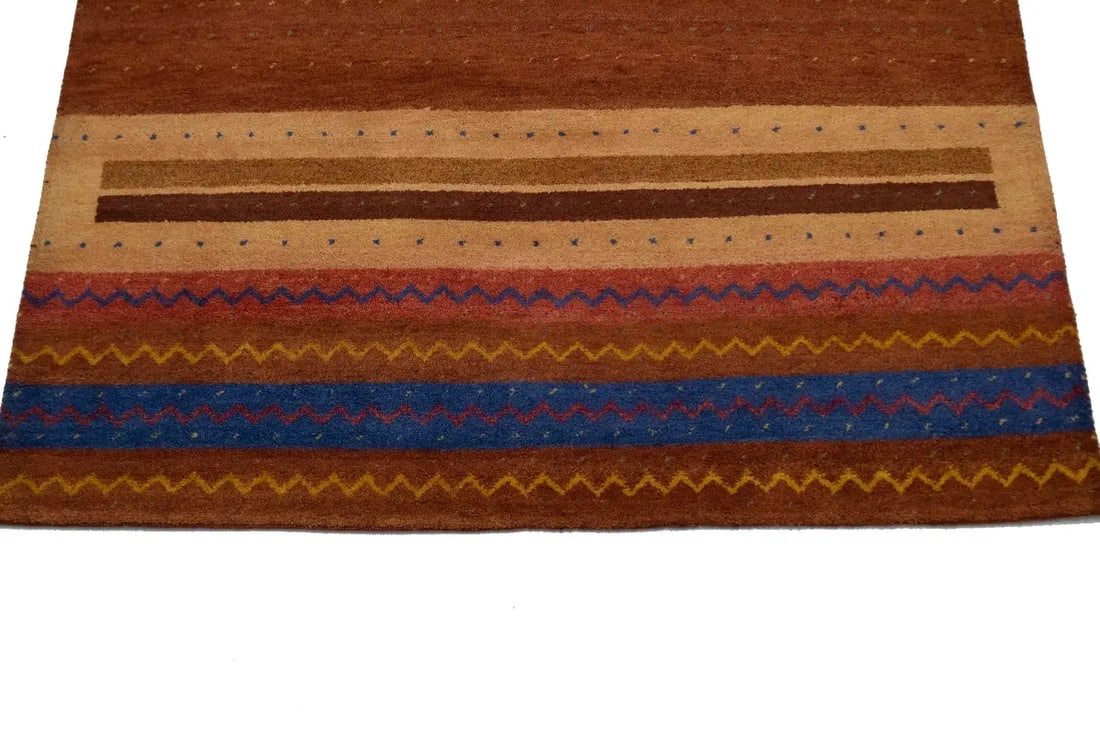 Multicolored Tribal Stripes 7X10 Indo Gabbeh Oriental Rug - 5
