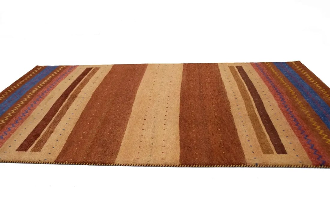 Multicolored Tribal Stripes 7X10 Indo Gabbeh Oriental Rug - 6