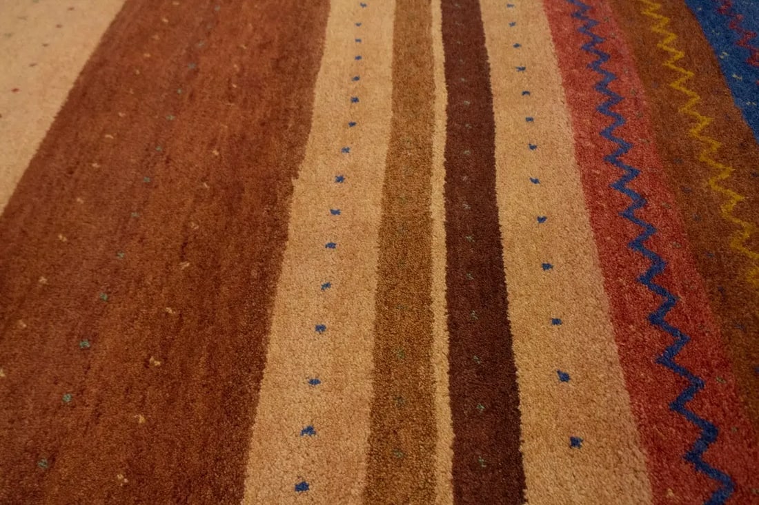 Multicolored Tribal Stripes 7X10 Indo Gabbeh Oriental Rug - 7