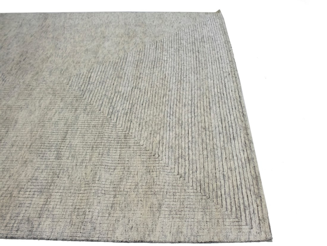 Cream Geometric 8X10 Oriental Modern Rug - 12