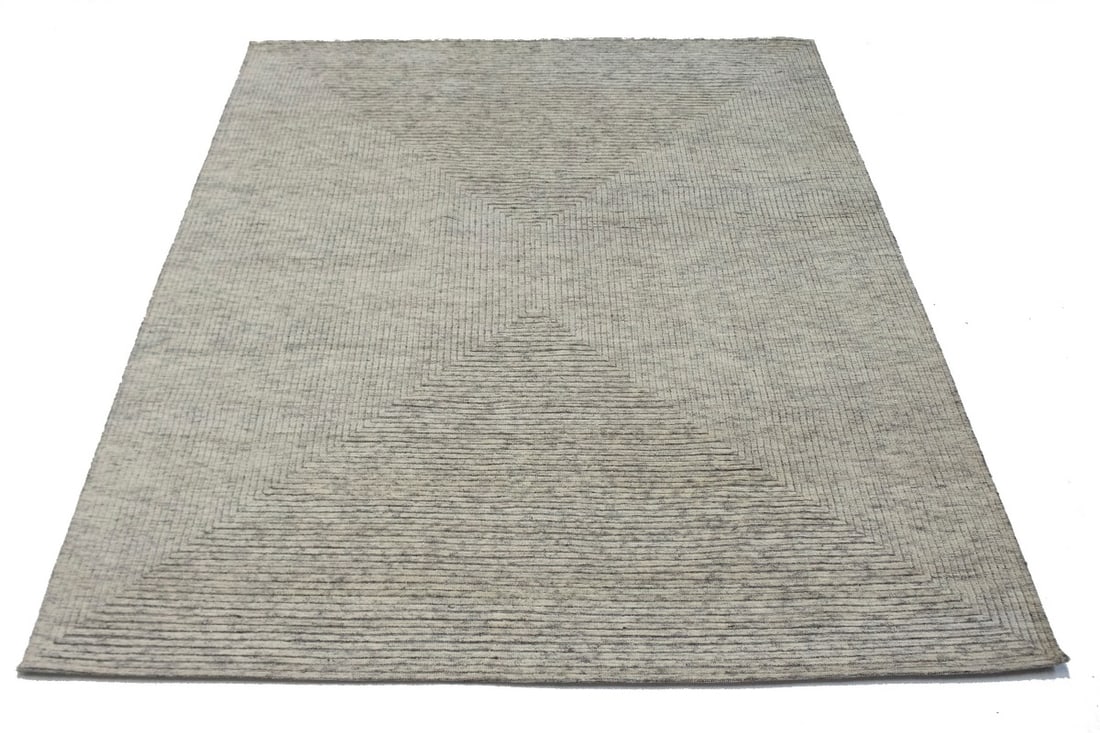 Cream Geometric 8X10 Oriental Modern Rug - 14