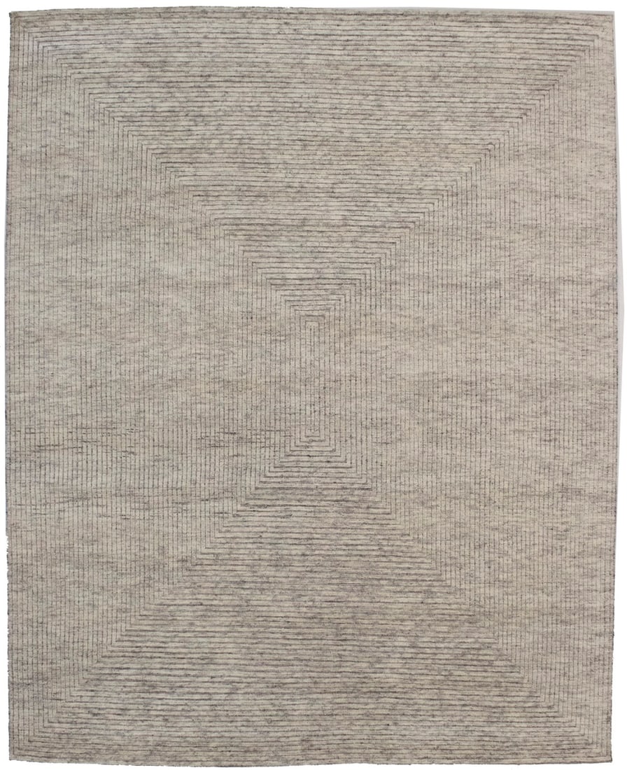 Cream Geometric 8X10 Oriental Modern Rug: Title: Cream Geometric 8X10 Oriental Modern Rug Description:Handmade 8X10 cream oriental rug made with vegetable dyes (fine wool pile and cotton foundation), exceptional knot count, and appealing anci
