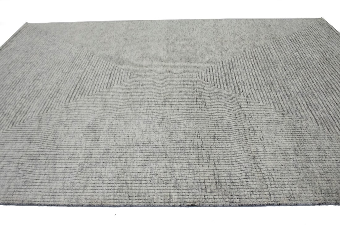 Cream Geometric 8X10 Oriental Modern Rug - 6