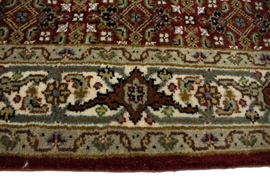 Red Floral Geometric 3X5 Tabriz Fish Mahi Oriental Rug - 10