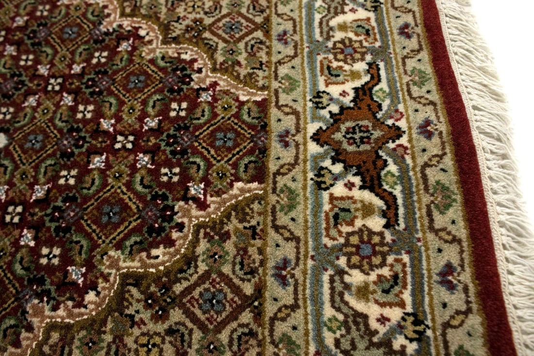Red Floral Geometric 3X5 Tabriz Fish Mahi Oriental Rug - 12