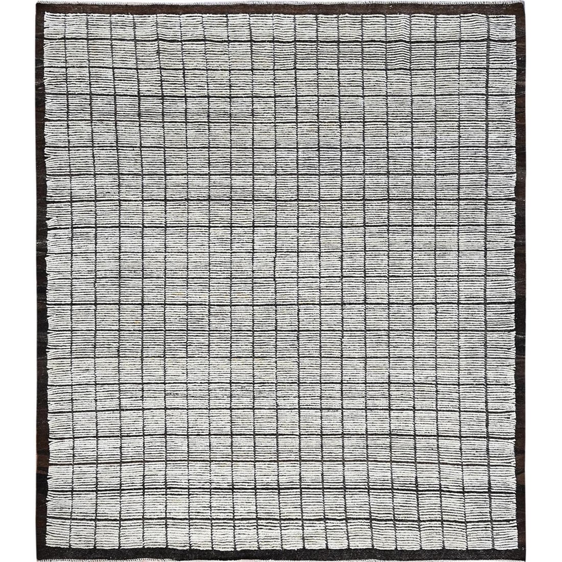 Vista White Moroccan Weave with Box Design Hand Knotted Pure Wool Rug: Title: Vista White Moroccan Weave with Box Design Hand Knotted Pure Wool Rug Description:This is a truly genuine one-of-a-kind. It has been Knotted for months and months in the centuries-old weaving