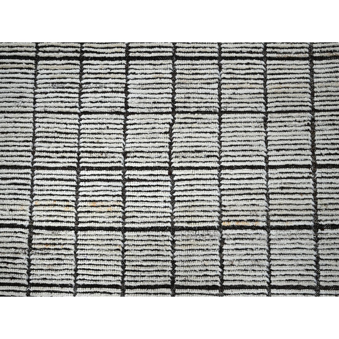 Vista White Moroccan Weave with Box Design Hand Knotted Pure Wool Rug - 8
