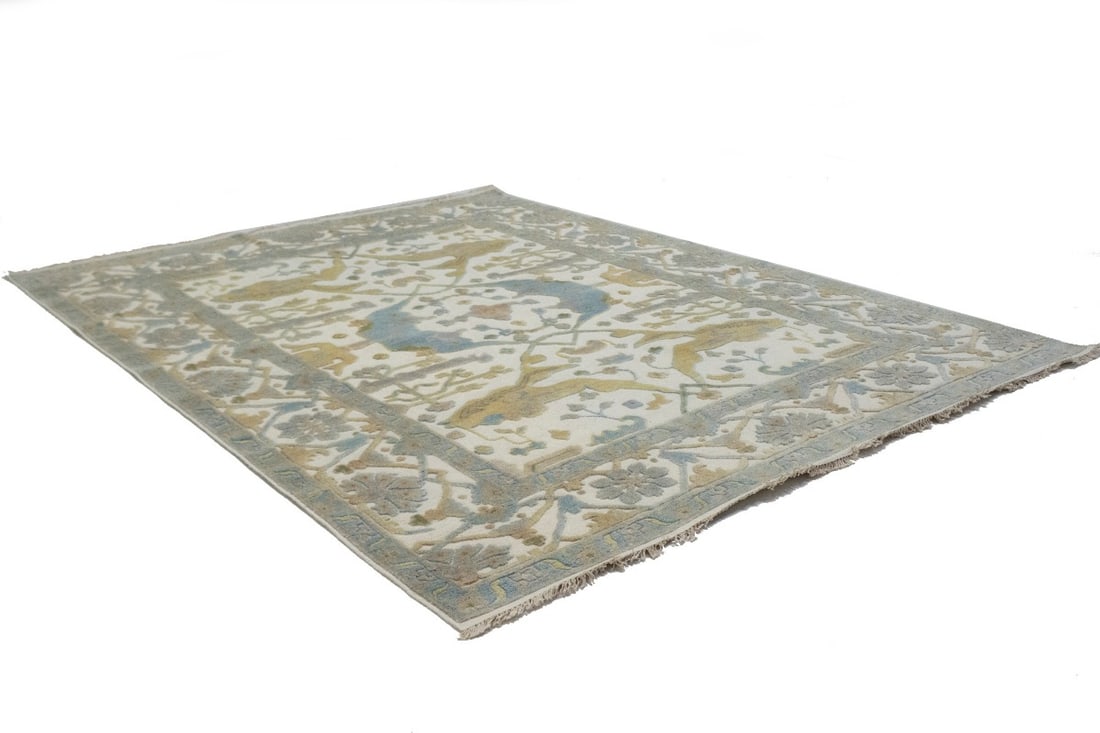 Cream Floral Traditional 8X10 Casual Oushak Oriental Rug - 14