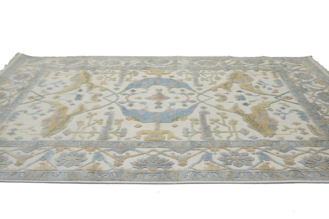 Cream Floral Traditional 8X10 Casual Oushak Oriental Rug - 6
