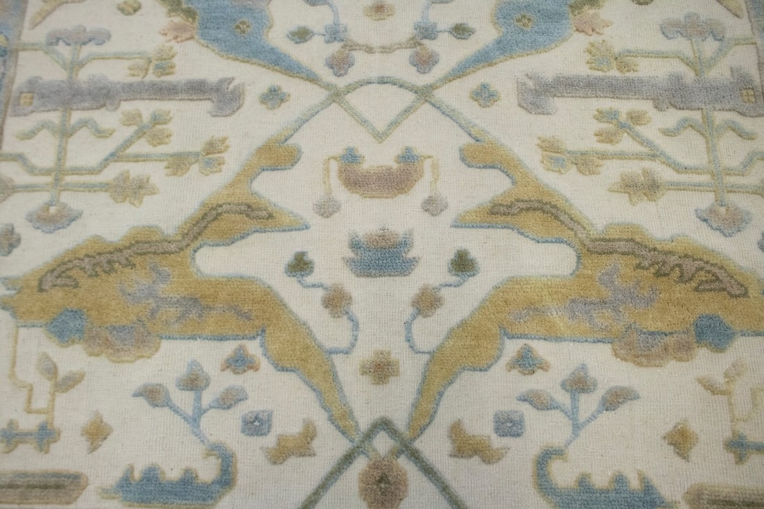 Cream Floral Traditional 8X10 Casual Oushak Oriental Rug - 8