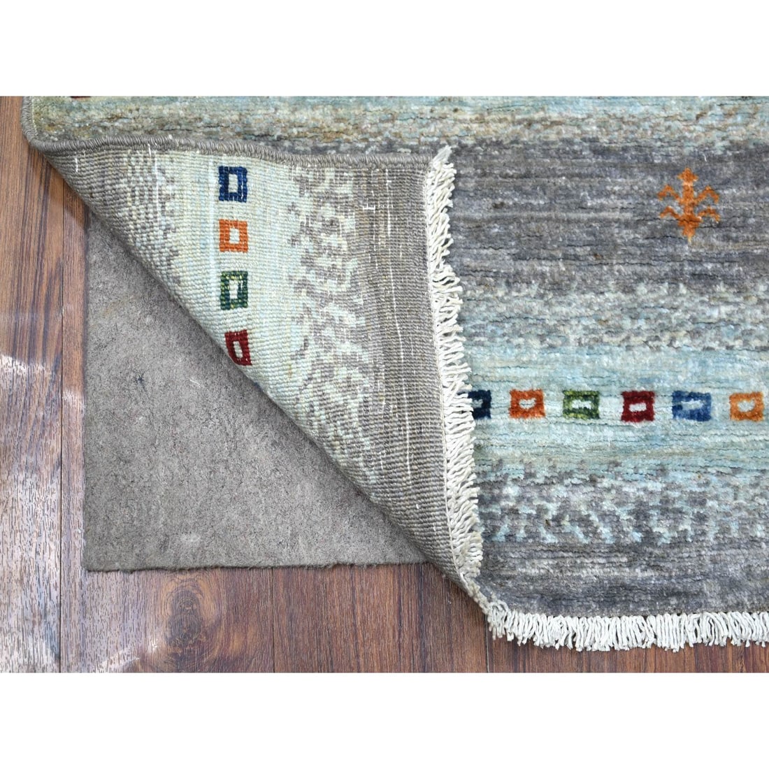 Gray Afghan Kashkuli Gabbeh Hand Knotted Pure Wool Oriental Rug - 2