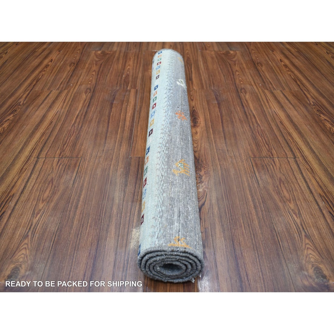 Gray Afghan Kashkuli Gabbeh Hand Knotted Pure Wool Oriental Rug - 4