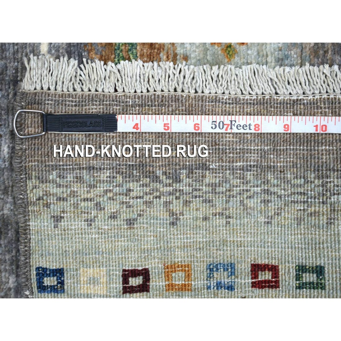 Gray Afghan Kashkuli Gabbeh Hand Knotted Pure Wool Oriental Rug - 6