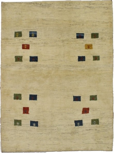 Begie Tribal 5X7 Gabbeh Persian Rug: Title: Begie Tribal 5X7 Gabbeh Persian Rug Description:Handmade Persian rug made with natural dyes (fine wool pile and cotton foundation), superior knot count, and appealing ancient designs. This Orie