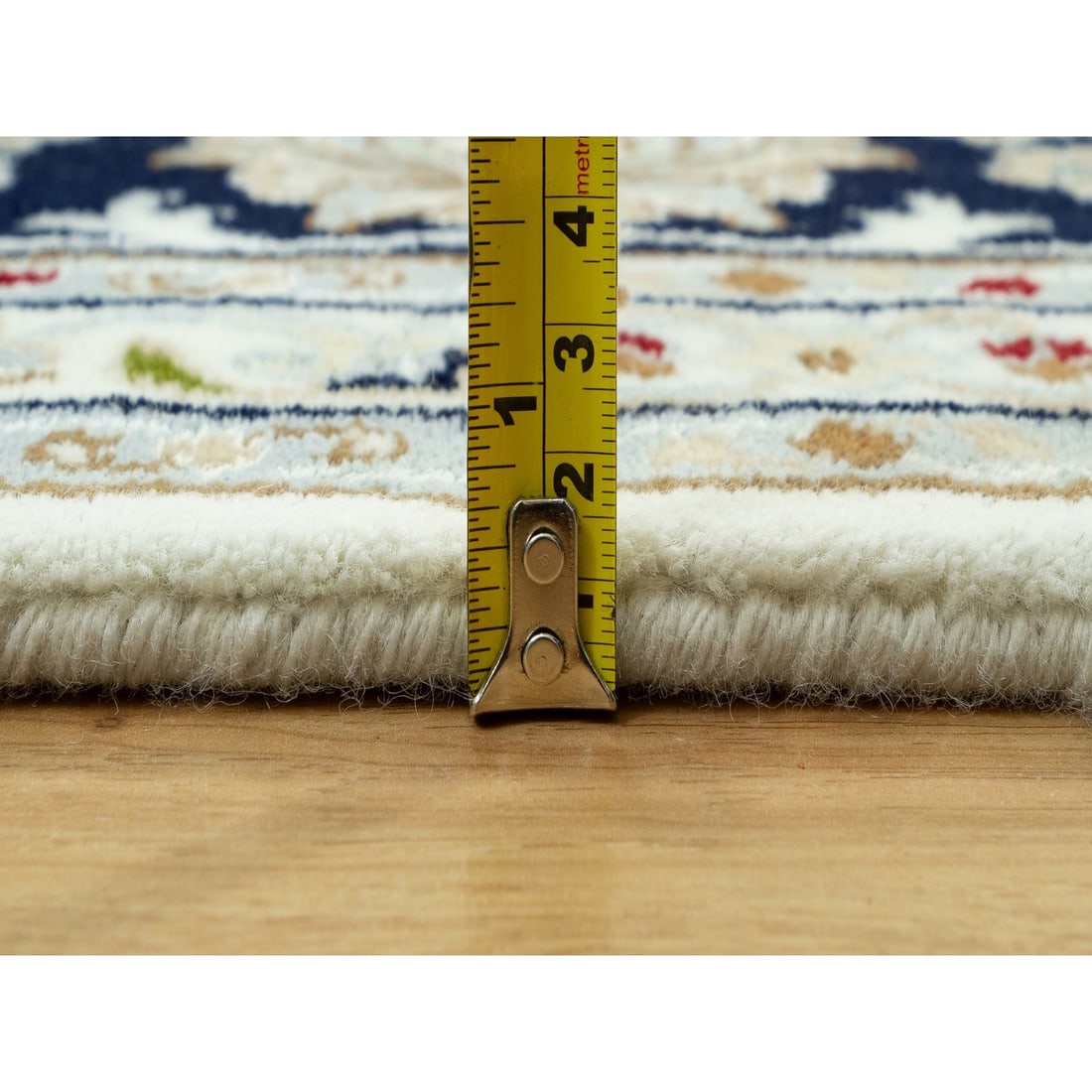 Origami White Hand Knotted 250 KPSI Nain Design Wool Denser Weave Rug - 10