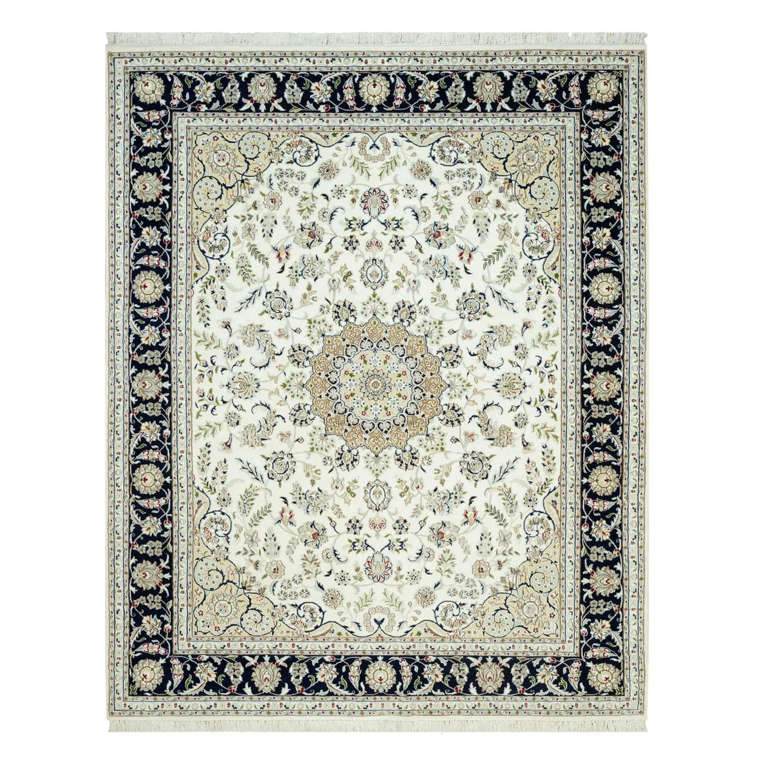 Origami White Hand Knotted 250 KPSI Nain Design Wool Denser Weave Rug: Title: Origami White Hand Knotted 250 KPSI Nain Design Wool Denser Weave Rug Description:This is a truly genuine one-of-a-kind. It has been Knotted for months and months in the centuries-old weaving