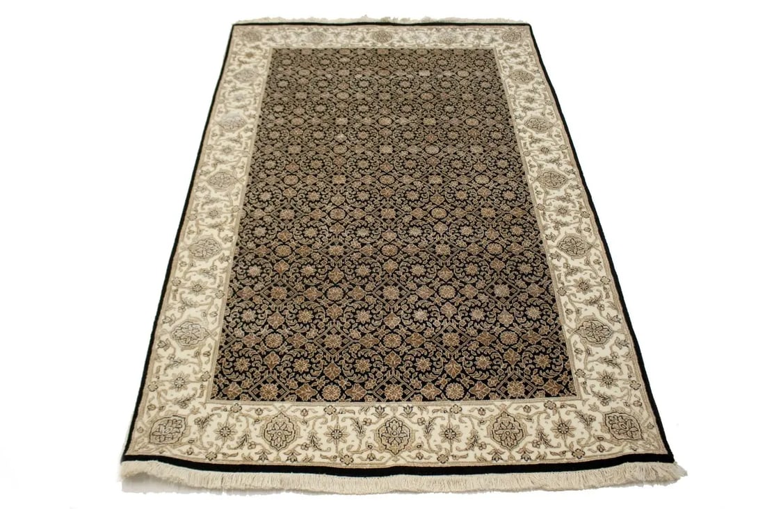 Black Floral Extra Fine 4X6 Herati Oriental Rug - 12