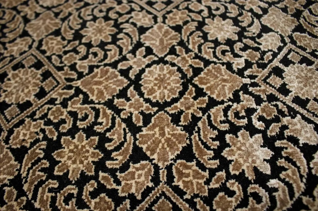 Black Floral Extra Fine 4X6 Herati Oriental Rug - 7