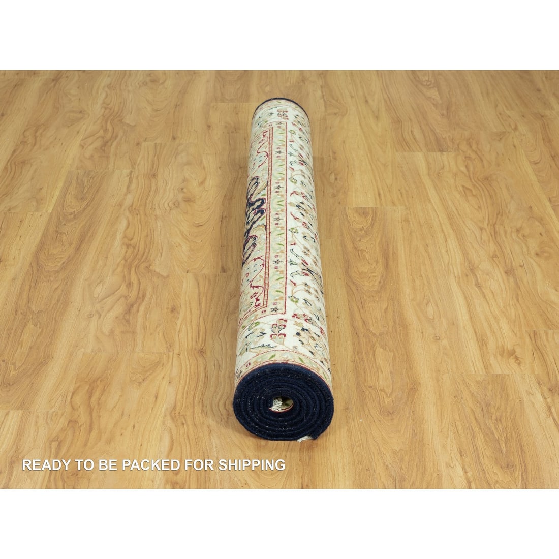 Hague Blue Nain Hand Knotted Flower Design Organic Wool Oriental Rug - 6
