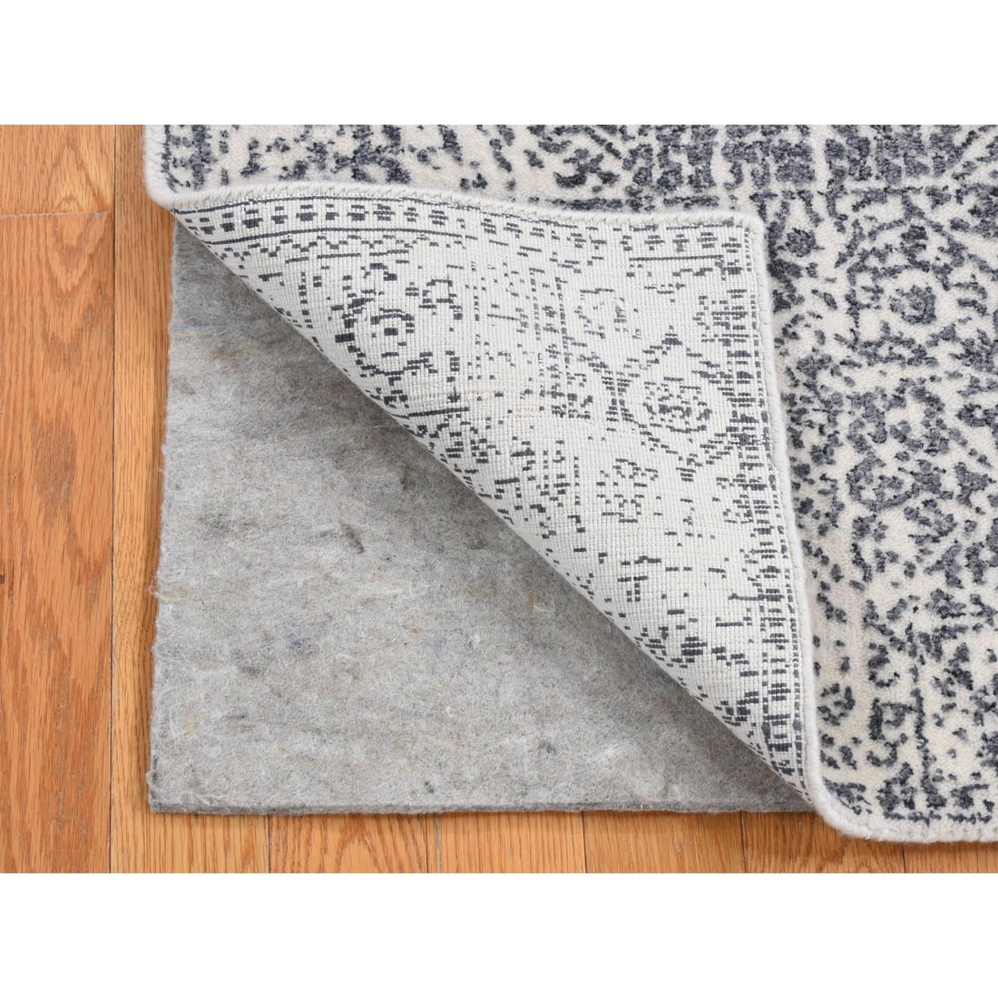 Ivory, Hand Loomed, Wool and Art Silk, Mamluk Design, Runner Rug - 2