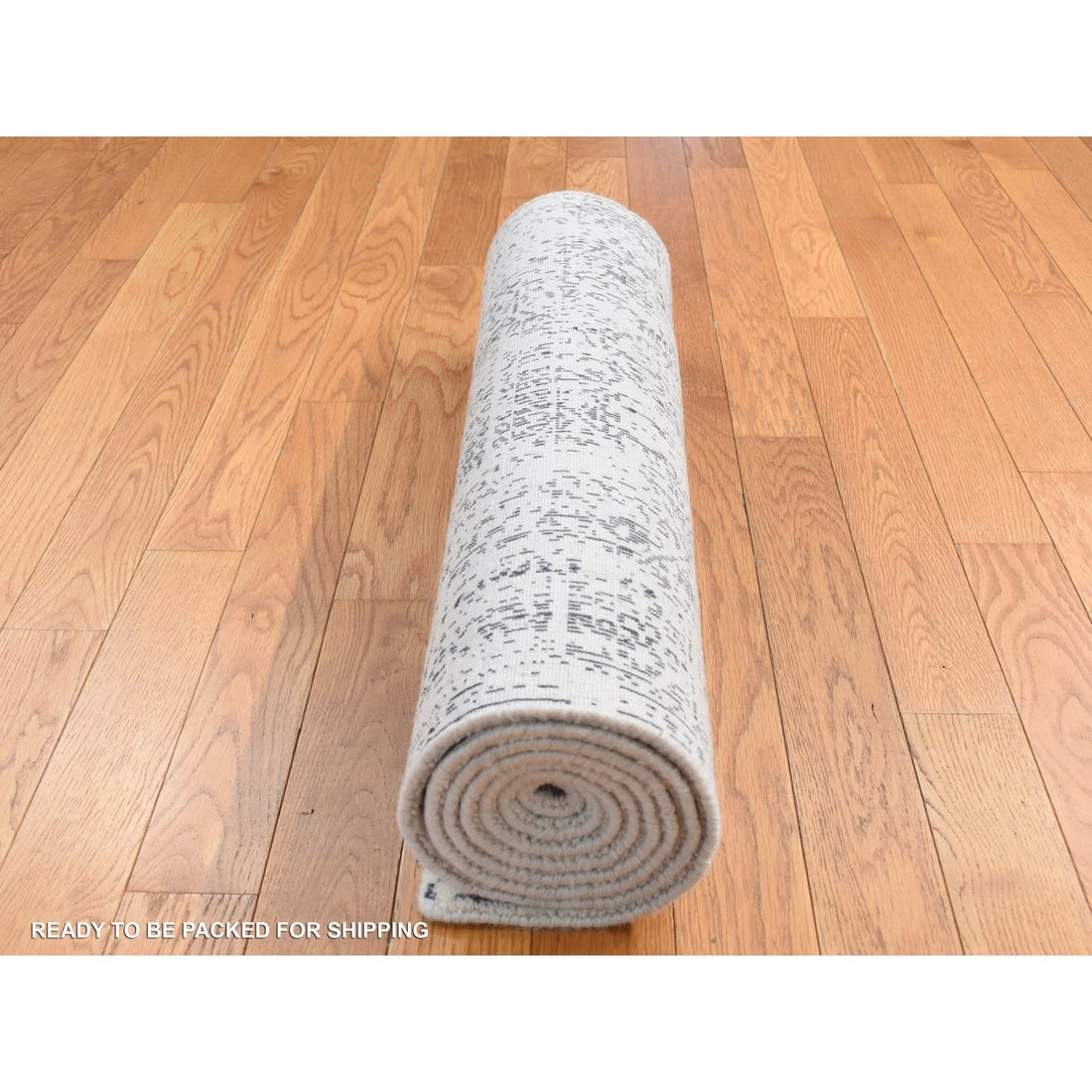 Ivory, Hand Loomed, Wool and Art Silk, Mamluk Design, Runner Rug - 5