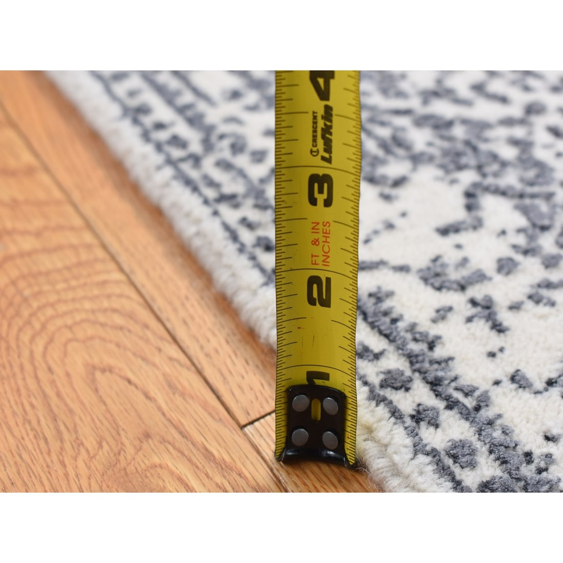 Ivory, Hand Loomed, Wool and Art Silk, Mamluk Design, Runner Rug - 6