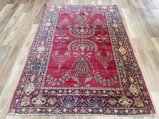 Early Persian Kermanshah Rug-4113: Title:Early Persian Kermanshah Rug-4113 Description:Beautiful antique Kermanshah quality Persian rug from southcental persia, size 5 ft by 7 ft. 3 inches, circa 1875, very good condition with slithly