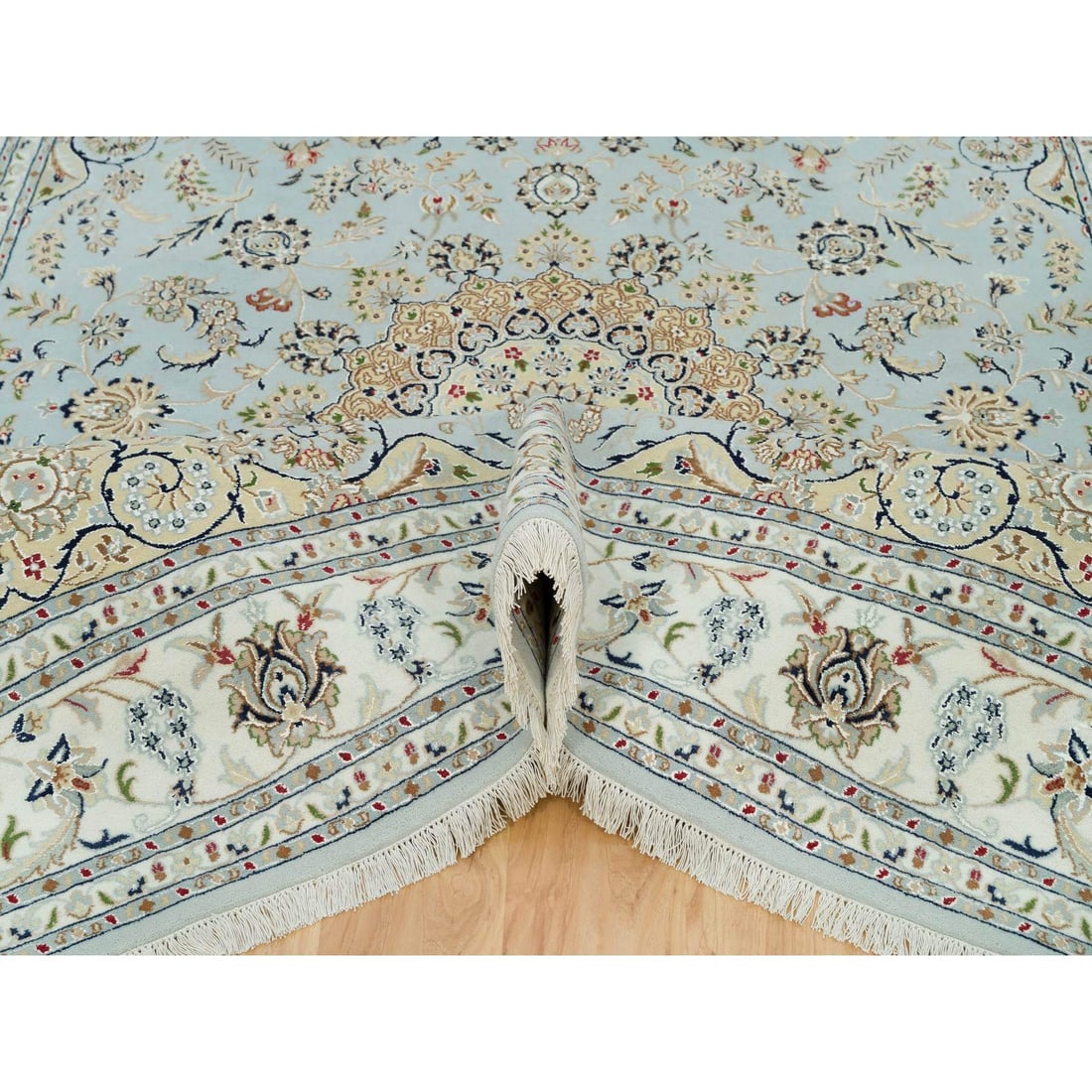 Celeste Blue, 250 KPSI, Nain with Floral Pattern - 5