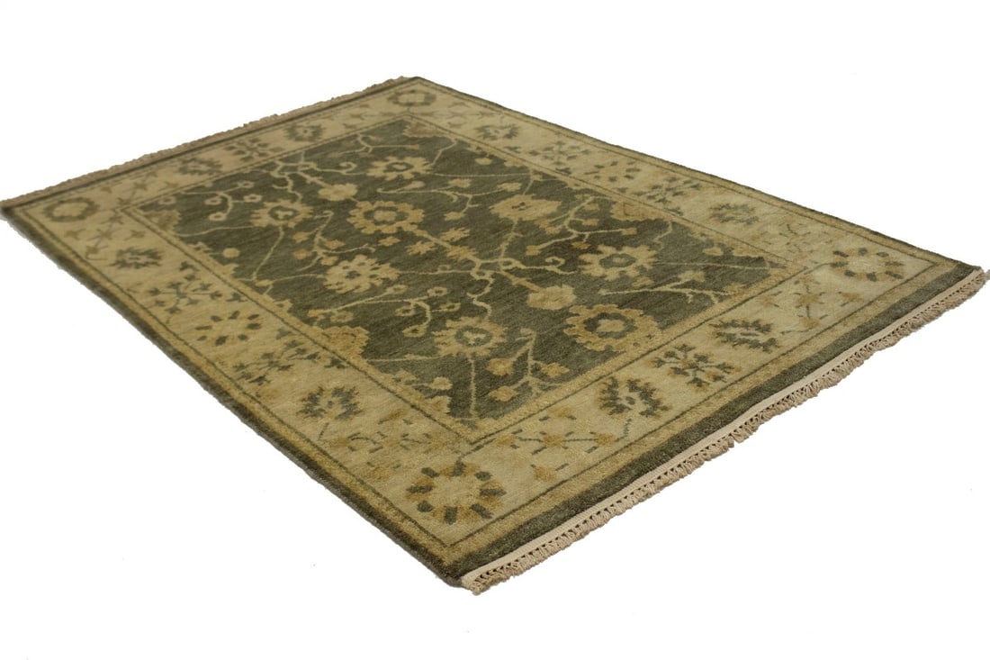 Warm Stone Floral 4X6 Oushak Chobi Oriental Rug - 10