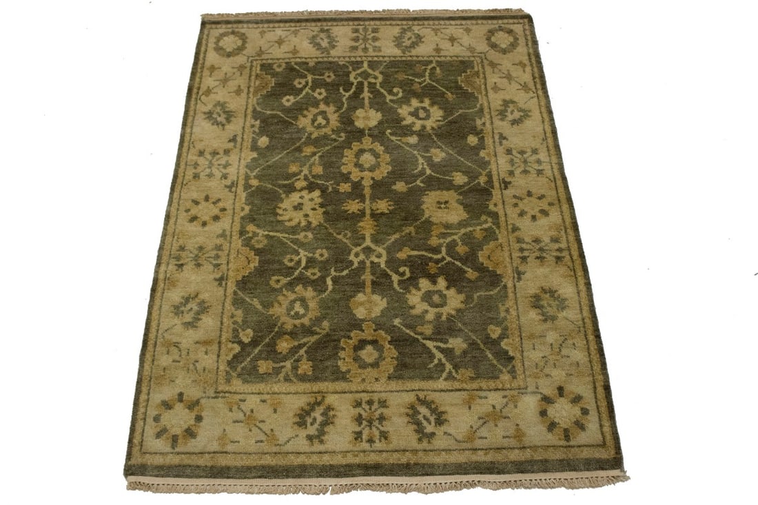 Warm Stone Floral 4X6 Oushak Chobi Oriental Rug - 11