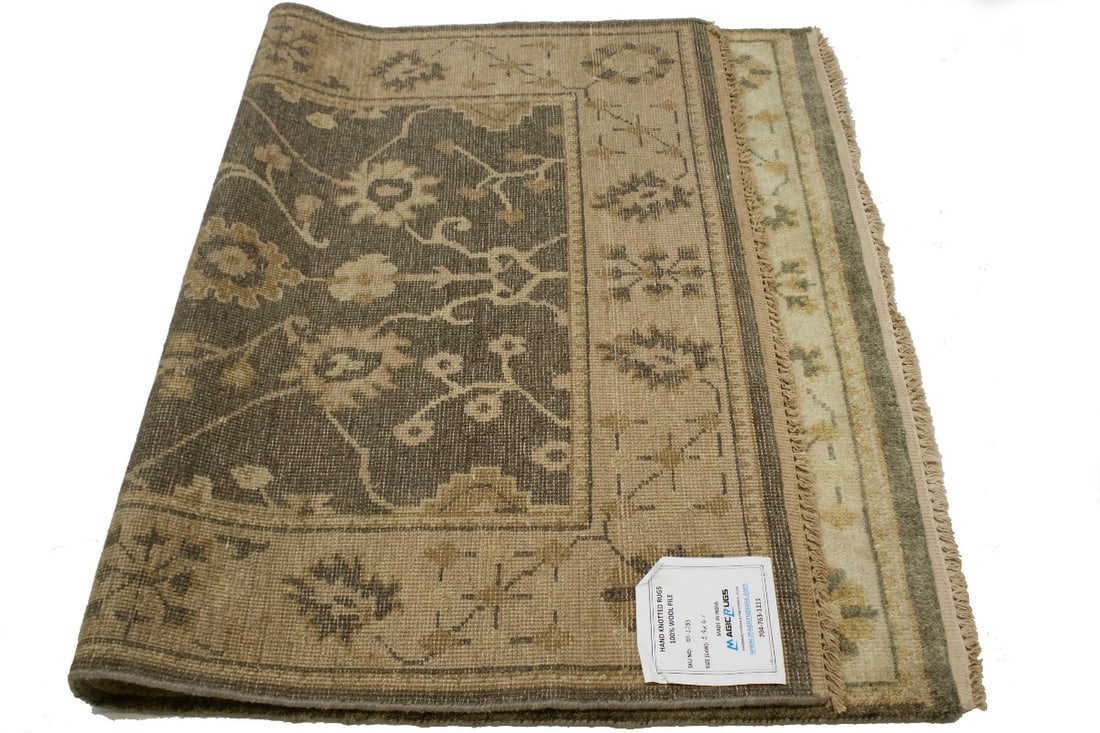 Warm Stone Floral 4X6 Oushak Chobi Oriental Rug - 12
