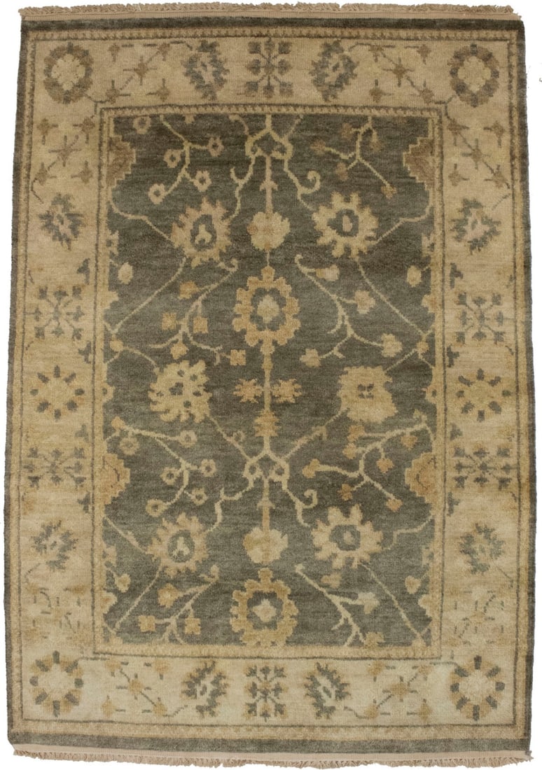 Warm Stone Floral 4X6 Oushak Chobi Oriental Rug (1 of 13)