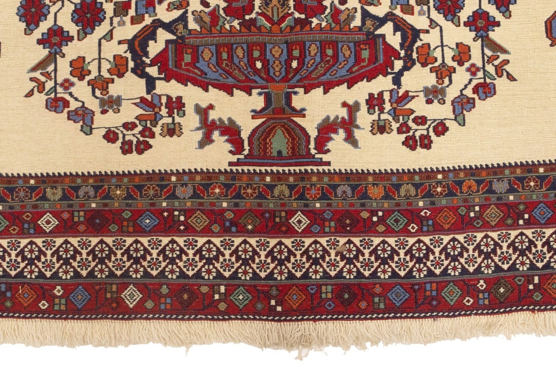 Cream Tribal 4'6X6 Sumak Persian Rug - 11