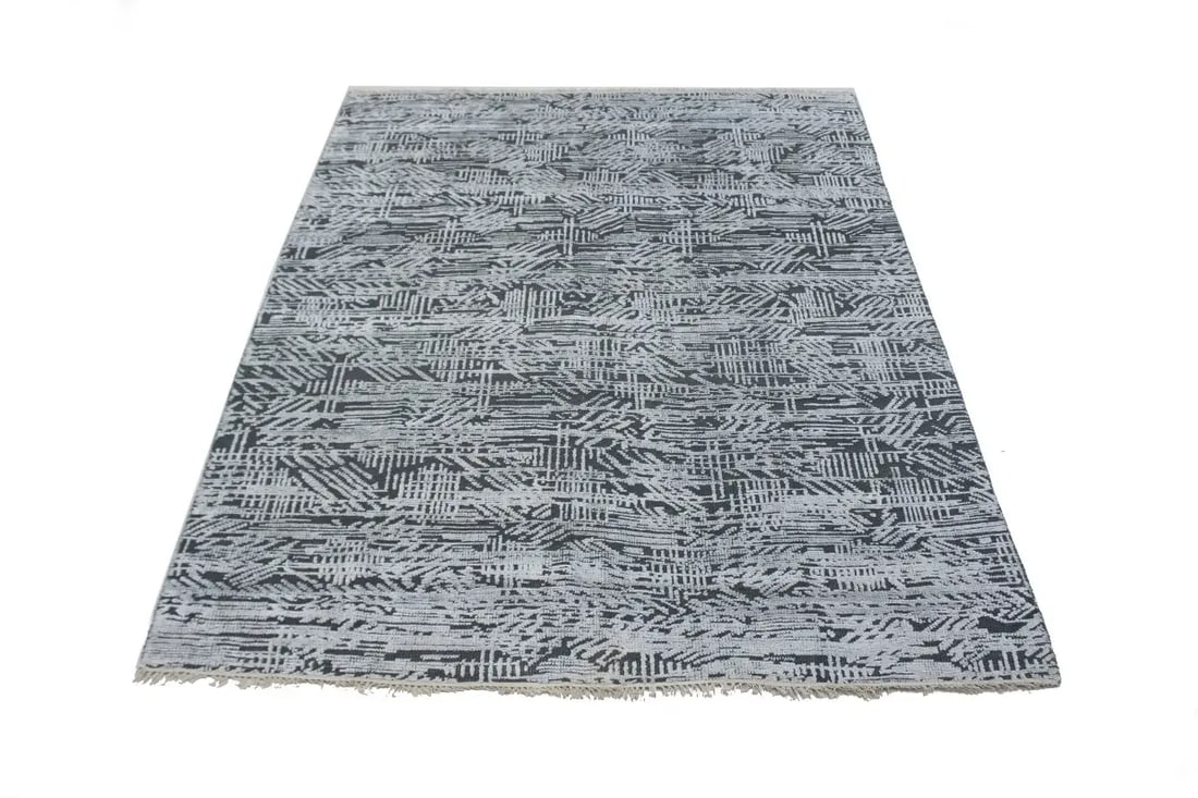 Dark Gray Geometric 8X10 Oriental Modern Rug - 10