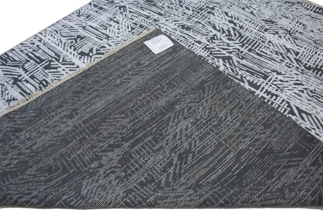 Dark Gray Geometric 8X10 Oriental Modern Rug - 13
