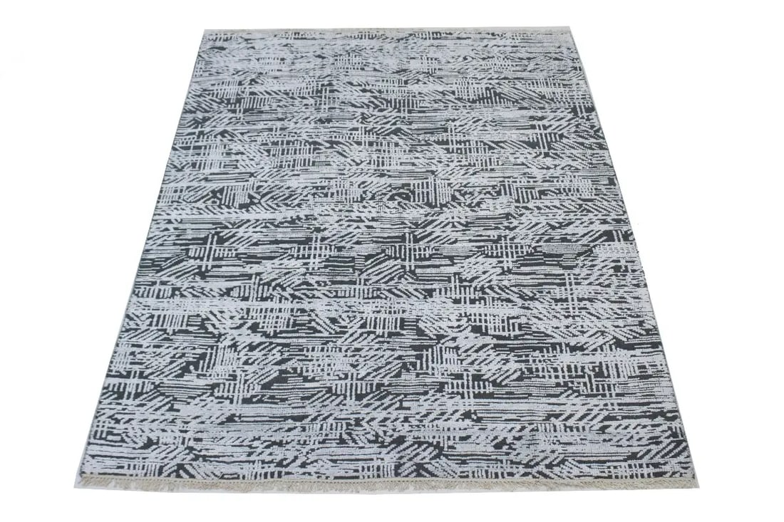 Dark Gray Geometric 8X10 Oriental Modern Rug - 3