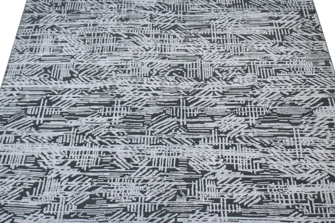 Dark Gray Geometric 8X10 Oriental Modern Rug - 4