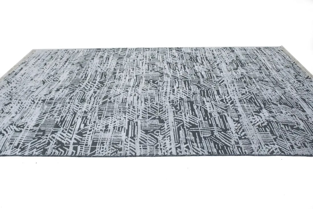 Dark Gray Geometric 8X10 Oriental Modern Rug - 6