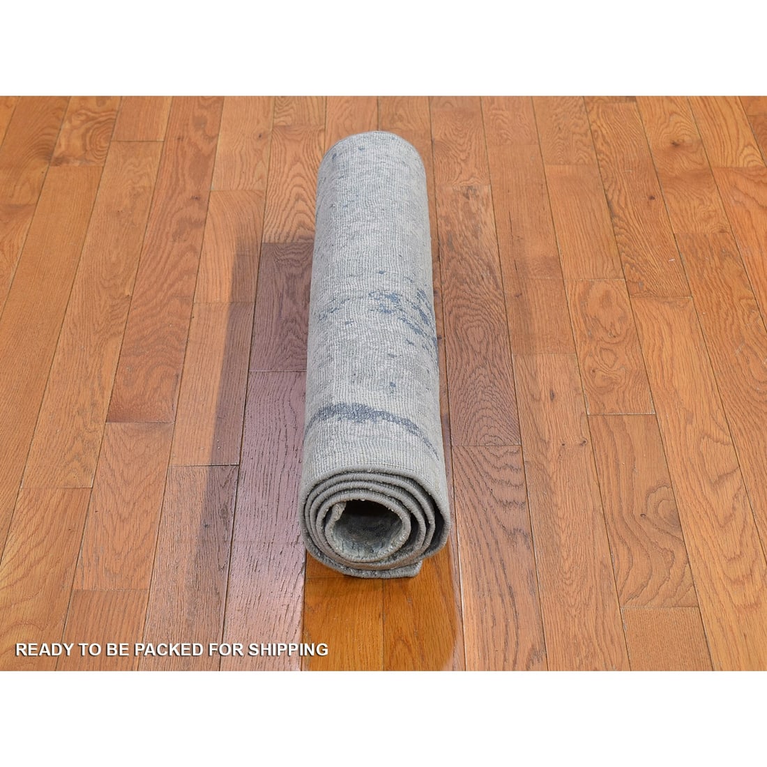 Ivory Large Elements with Pastels Modern Silk with Textured Wool Rug - 2