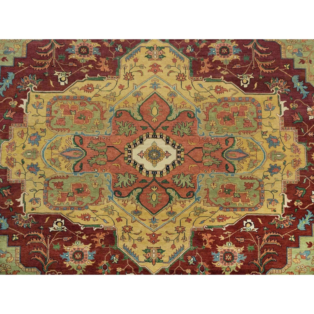 Red Heriz Re-Creation Organic Wool Hand Knotted Oversize Oriental Rug - 8