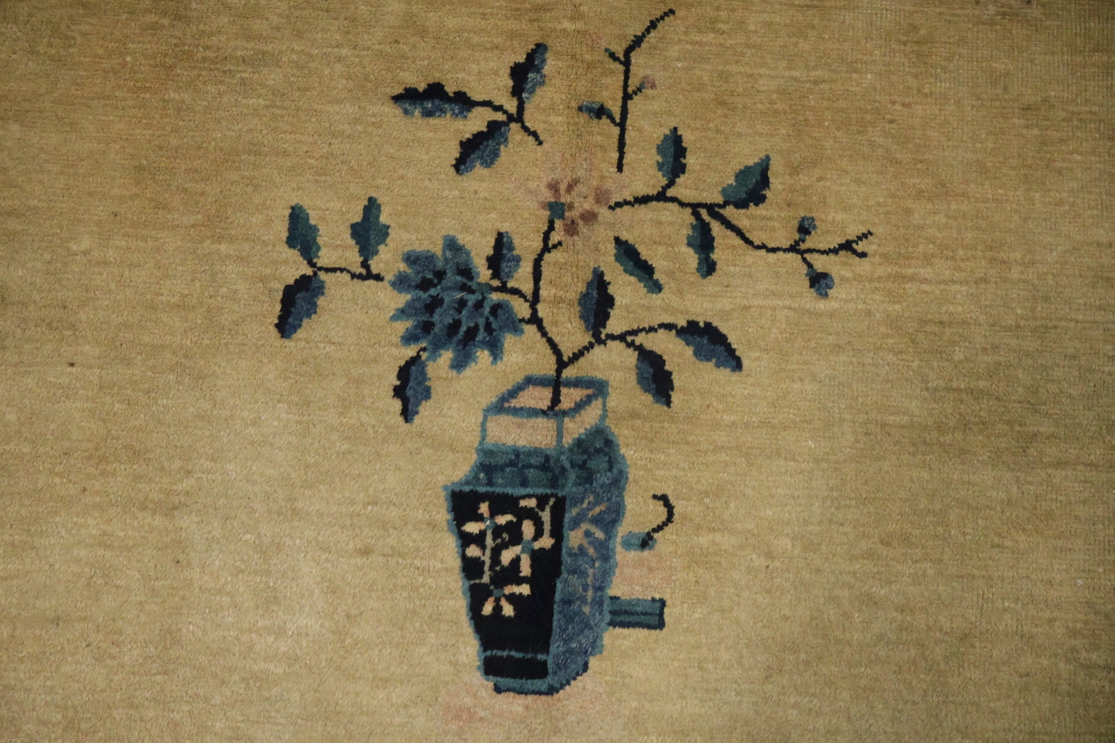 Old Wool Art Deco Chinese Area Rug 10x12 - 11