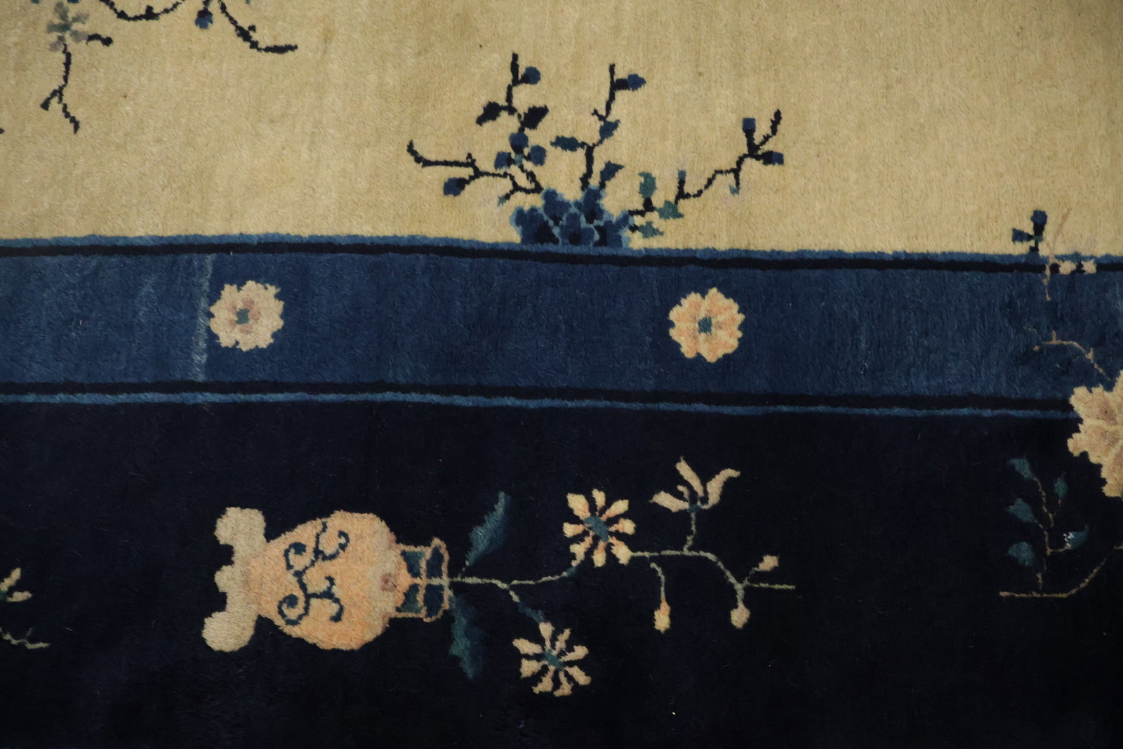 Old Wool Art Deco Chinese Area Rug 10x12 - 12