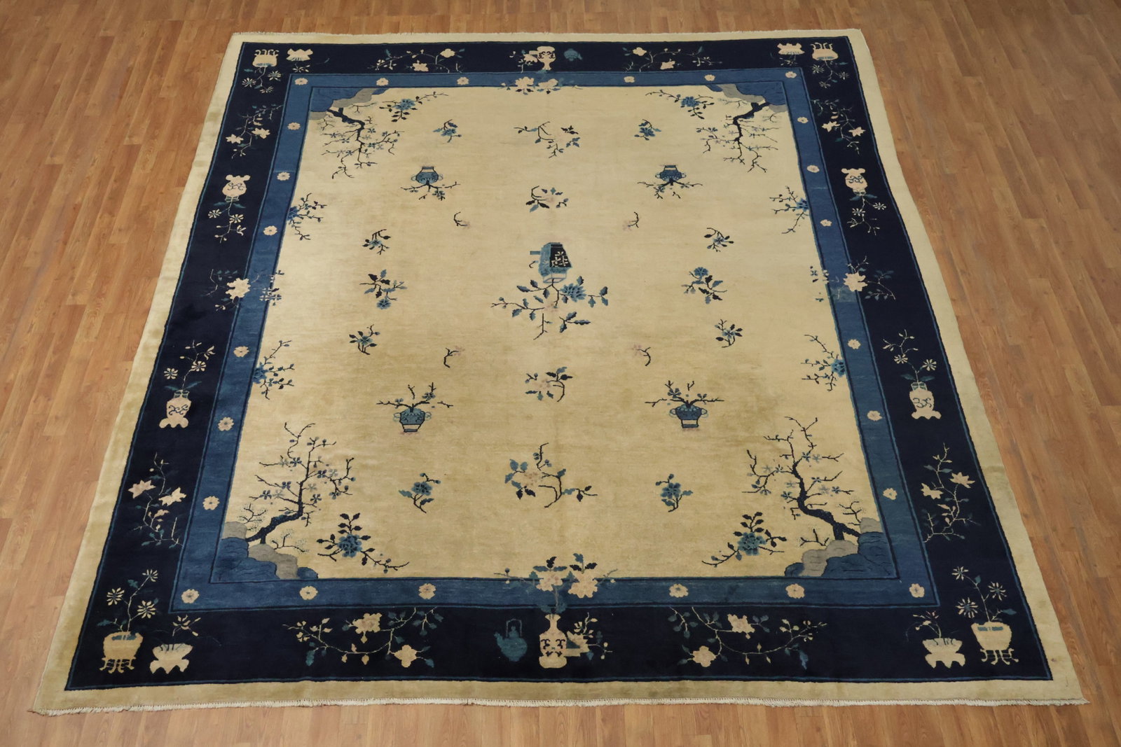 Old Wool Art Deco Chinese Area Rug 10x12 - 2