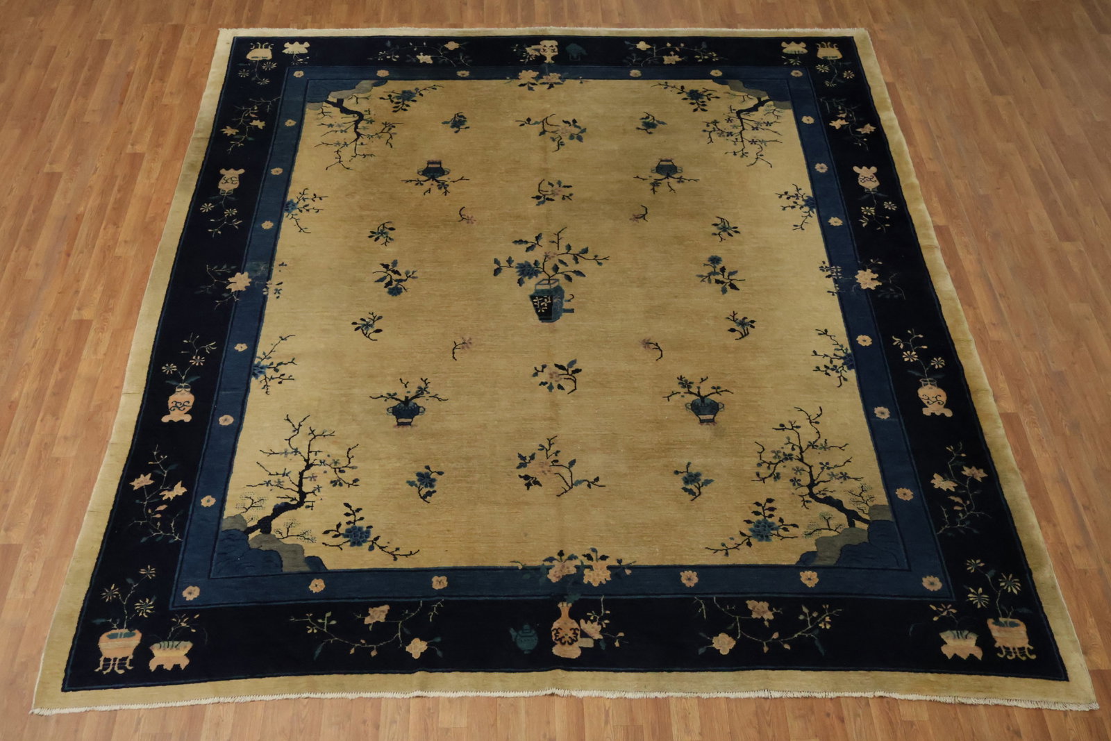 Old Wool Art Deco Chinese Area Rug 10x12 - 4