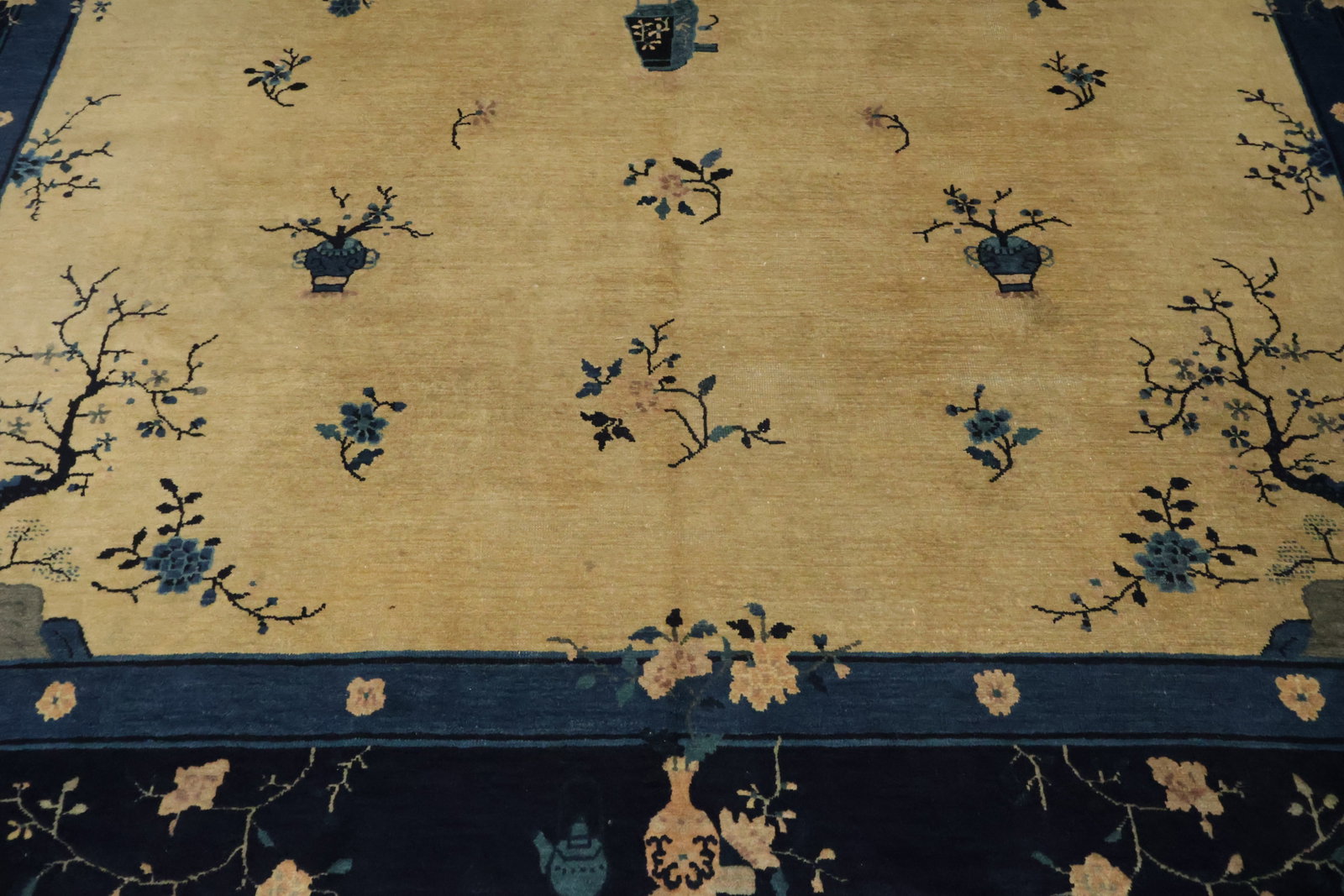 Old Wool Art Deco Chinese Area Rug 10x12 - 8