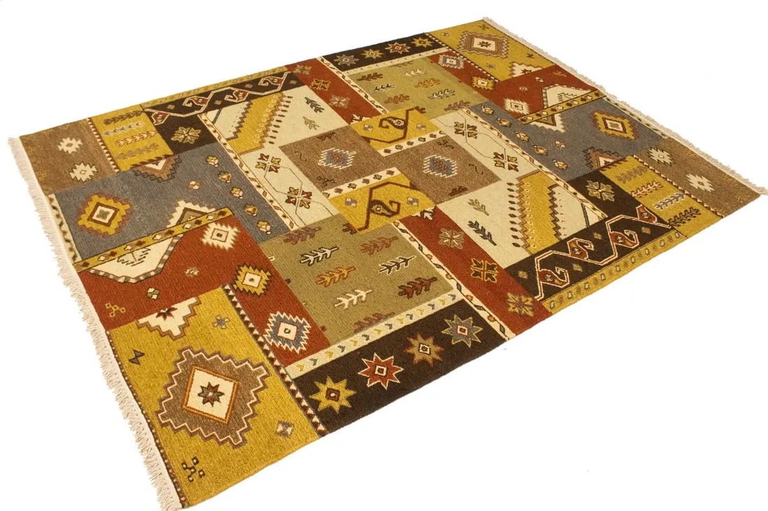 Multicolored Abstract 6X8 Sumak Oriental Rug - 5