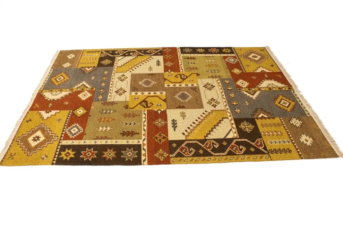 Multicolored Abstract 6X8 Sumak Oriental Rug - 6