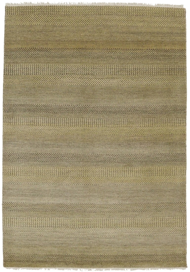 Brown & Beige Grass Design 5X8 Modern Oriental Rug: Title: Brown & Beige Grass Design 5X8 Modern Oriental Rug Description:Handmade 5X8 brown Oriental rug made with vegetable dyes (fine wool pile and cotton foundation), superior knot count, and