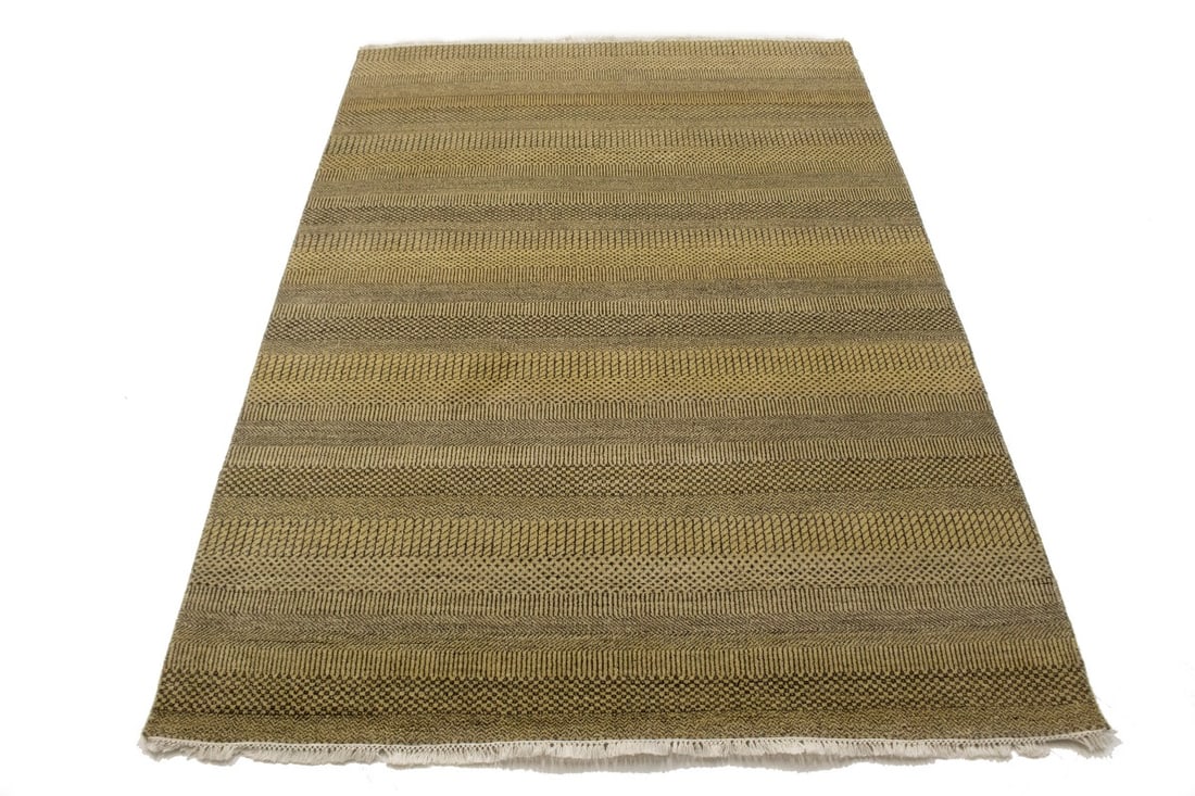 Brown & Beige Grass Design 5X8 Modern Oriental Rug - 3