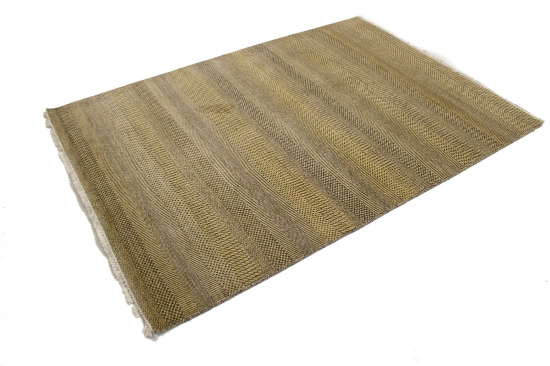 Brown & Beige Grass Design 5X8 Modern Oriental Rug - 4